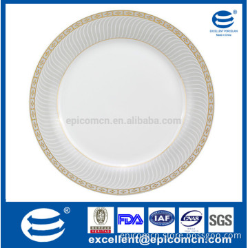 10.5"/9"/7.5" porcelain banquet plate with gold decoration, porcelain plates, daily use white porcelain dinner plate for hotel